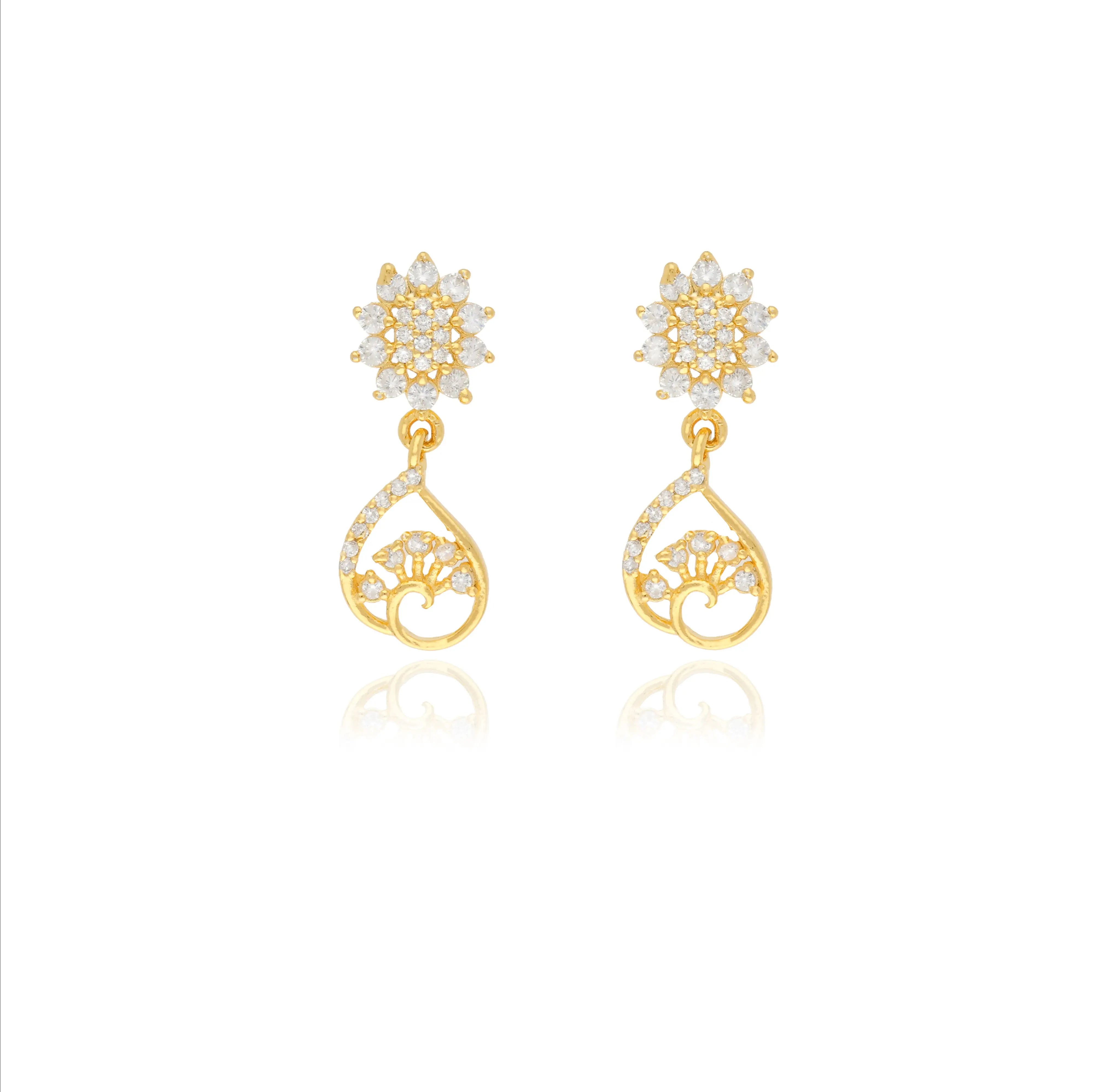 Dangling Paisley 925 Silver Drop Earrings