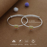 Smiley Sponge Silver Kids Bangles (0-5 Years) | 925 Hallmark | Daily Wear Gift for Kids