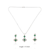 Charming Green Gem Silver Pendant Set for Women & Teen