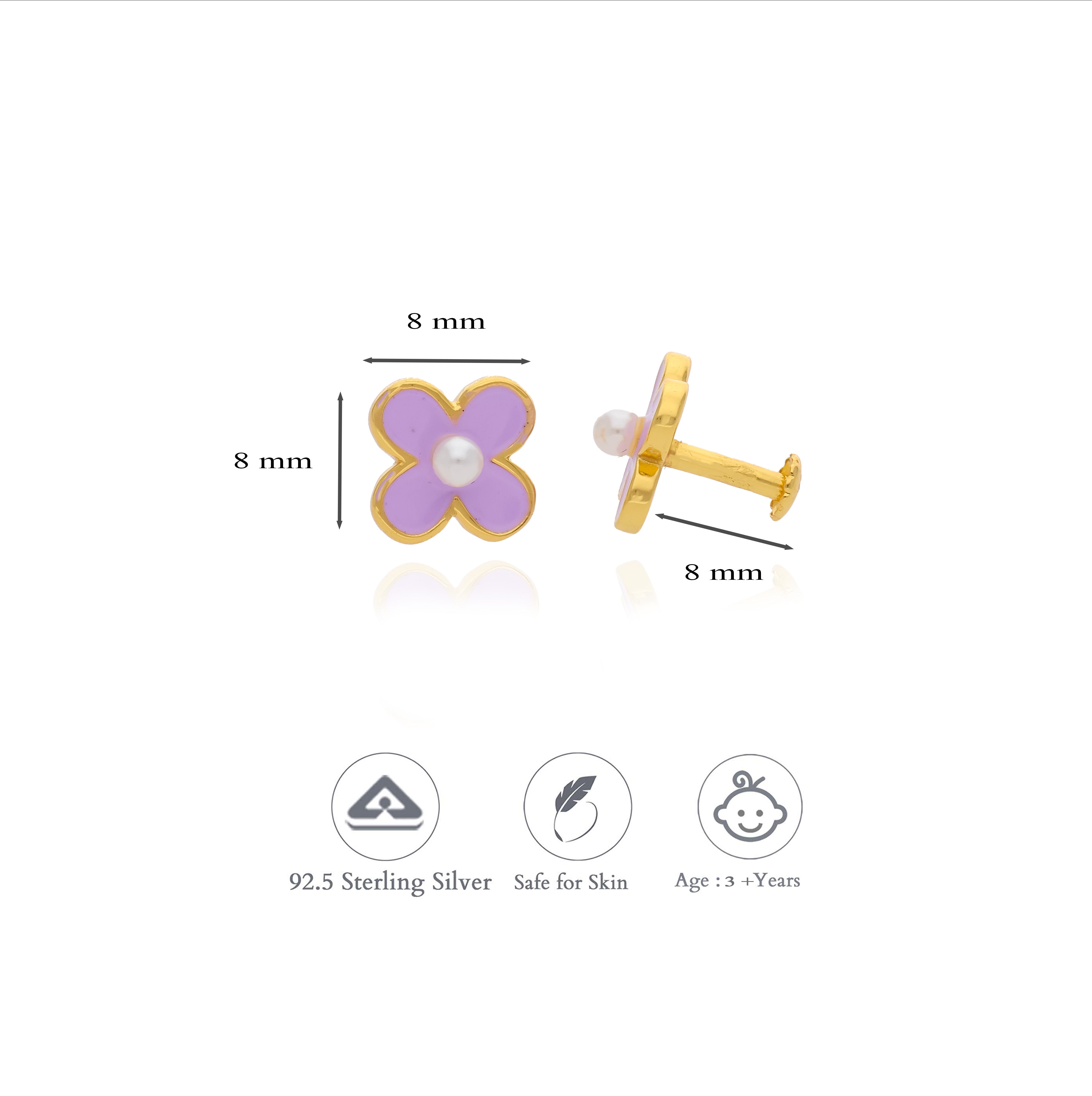 Violet Blossom 925 Sterling Silver Kids Stud (3+ Yrs)