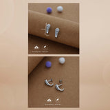 Crystal Square 925 Silver J Type Earring