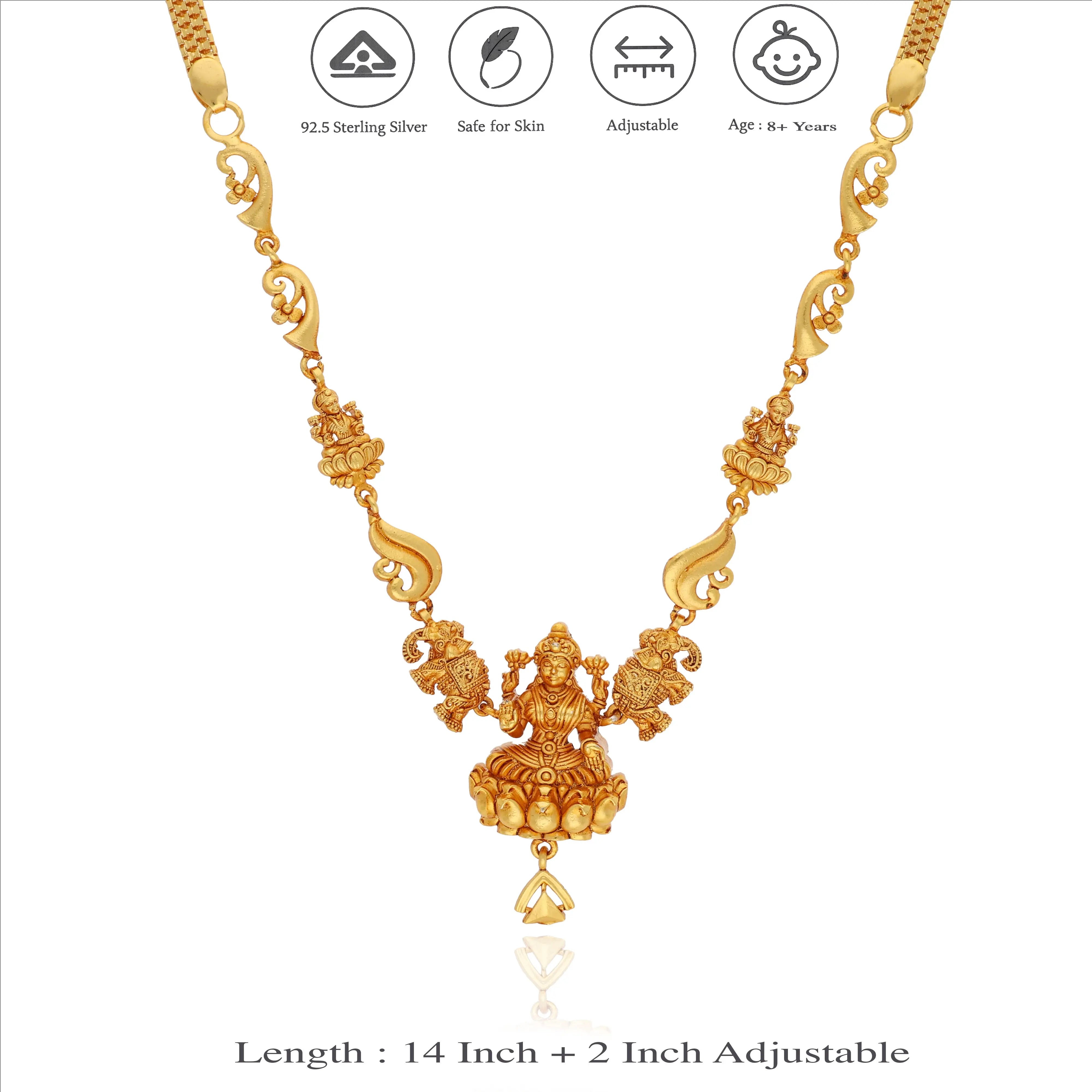 Gaja Lakshmi 925 Sterling Silver Traditional Necklace