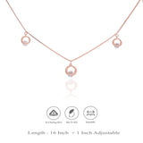 Rose Gold Plated 925 Silver Crystal Circle Charm Necklace