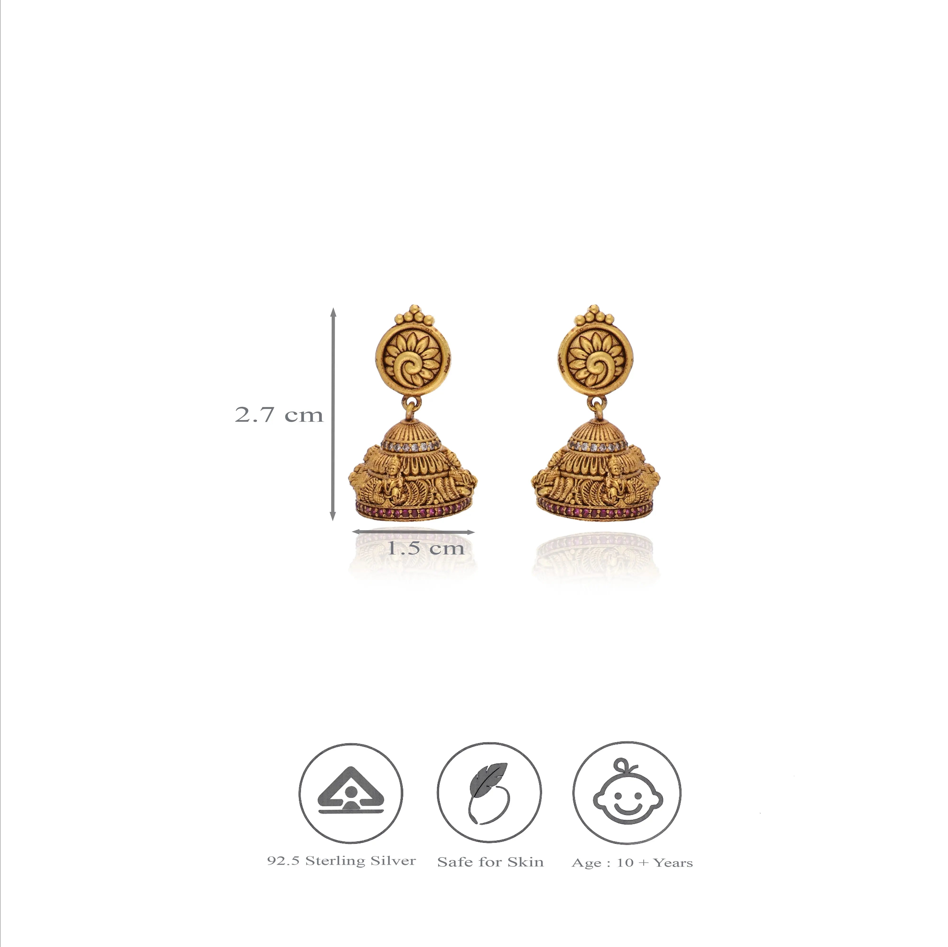 925 Silver Floral Temple Jewelry for Festive Wear