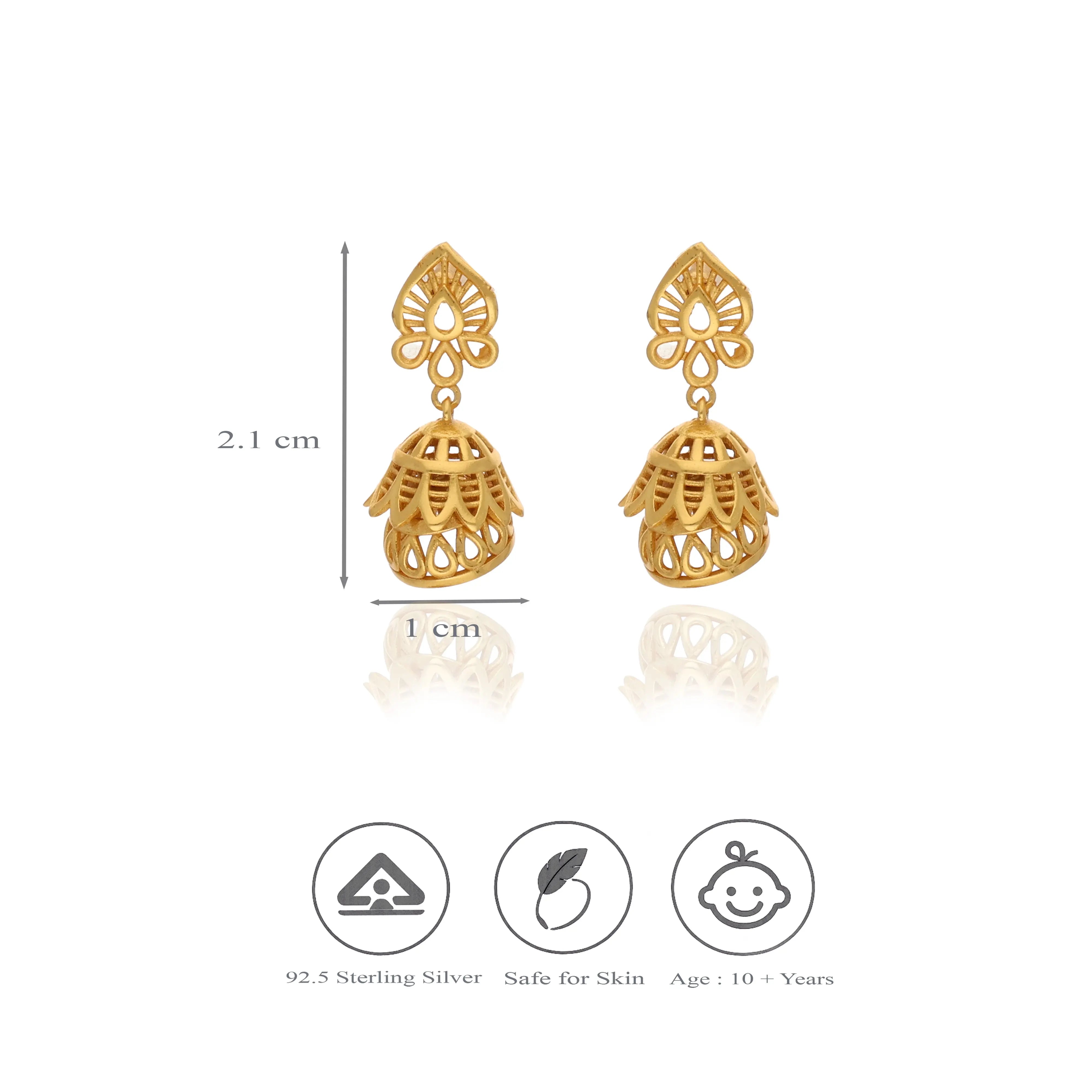 925 Silver Traditional Chain Drop Jhumka Earrings