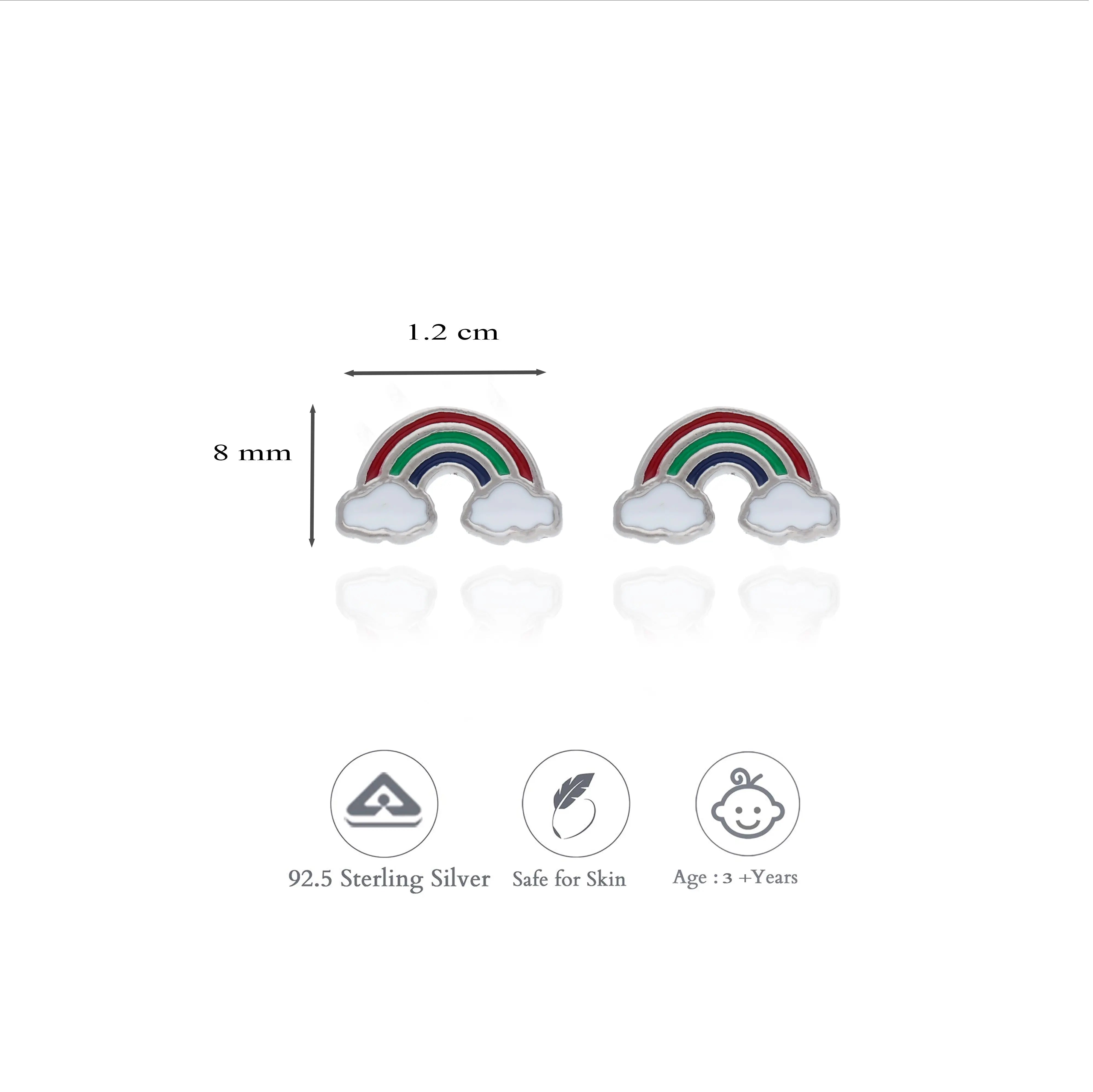 925 Sterling Silver Cloudly Rainbow Studs for Kids (3+ Yrs)
