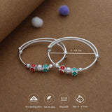 Color Pop Flower Silver Kids Bangles (0-5 Years) | 925 Hallmark | Daily Wear Gift for Kids