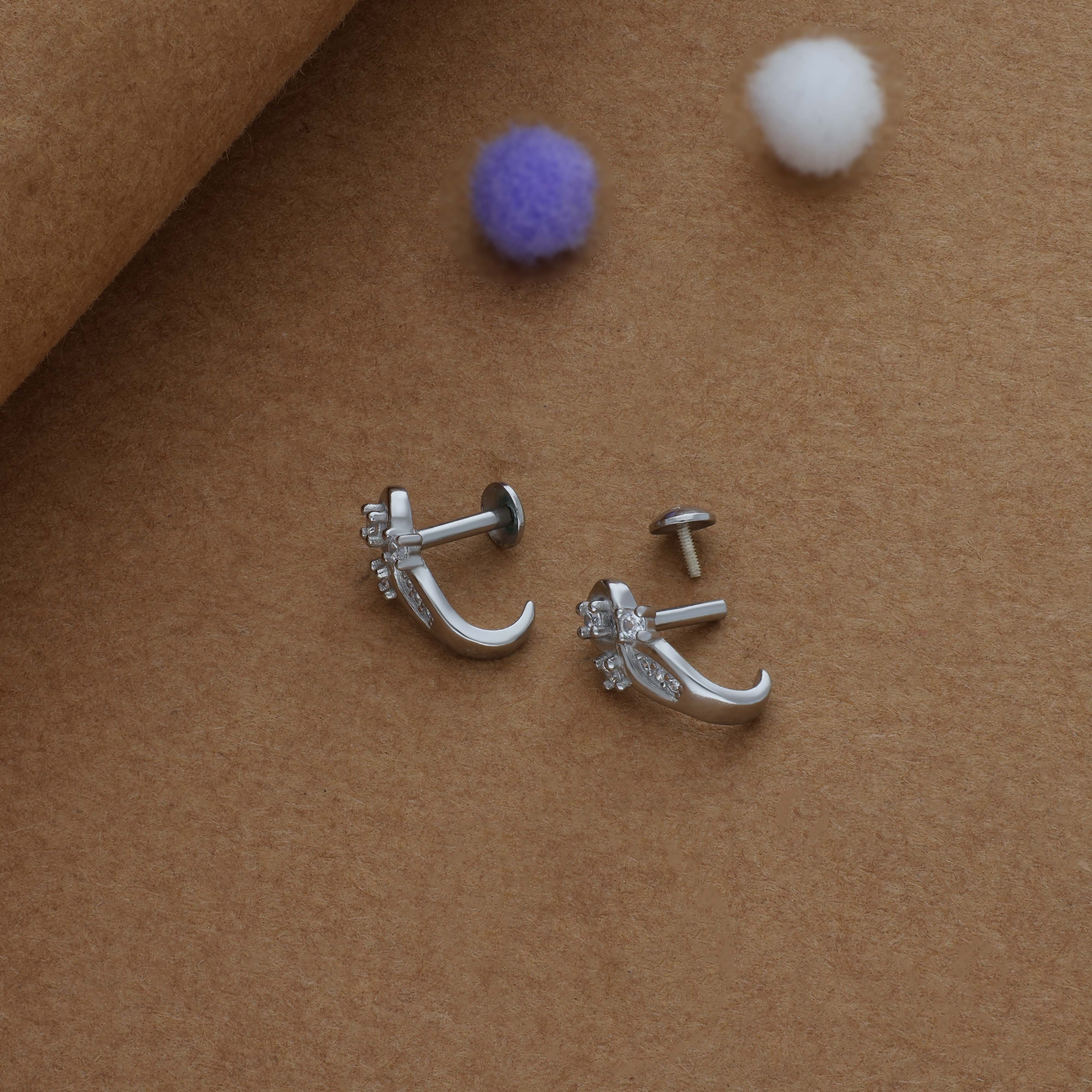 Glint Loops 925 Silver J Type Women Earring