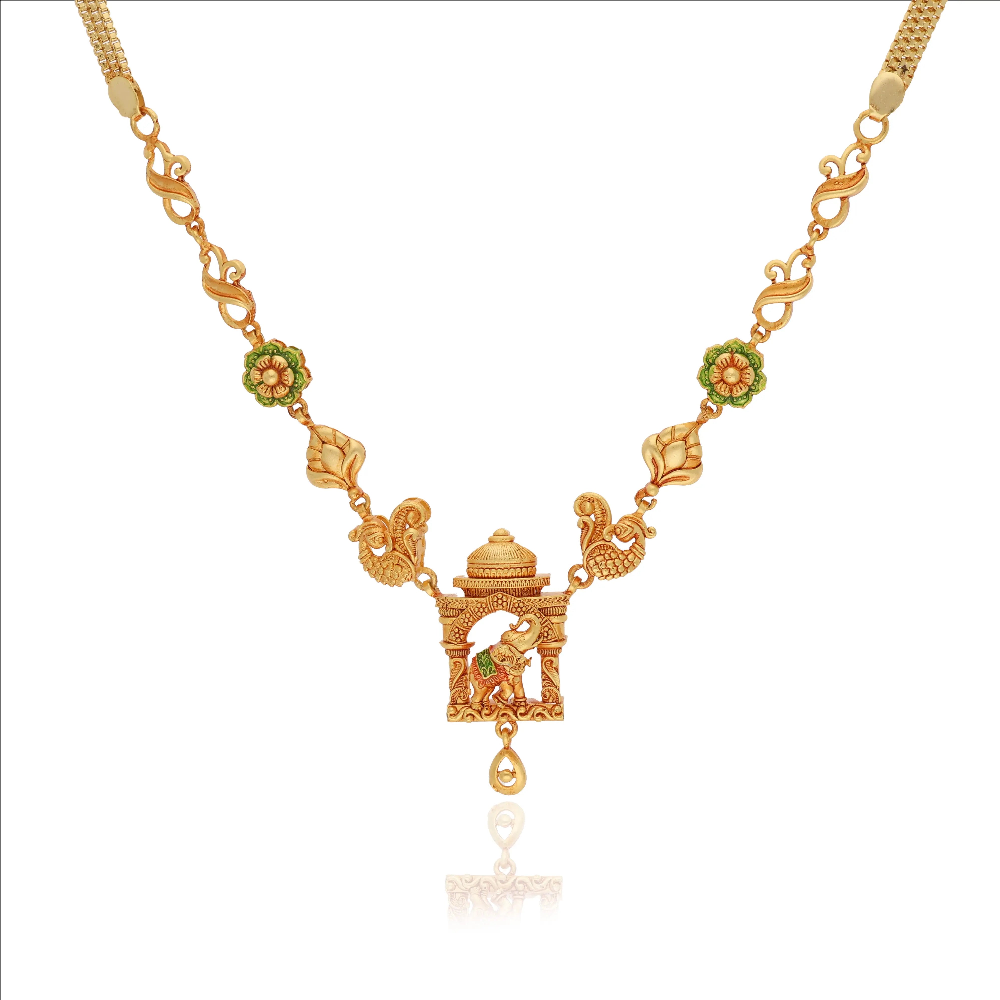 Antique Gold-Tone 925 Silver Elephant Necklace