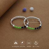 Green Swirl 925 Silver Kids Bangles (0-3 Yrs)