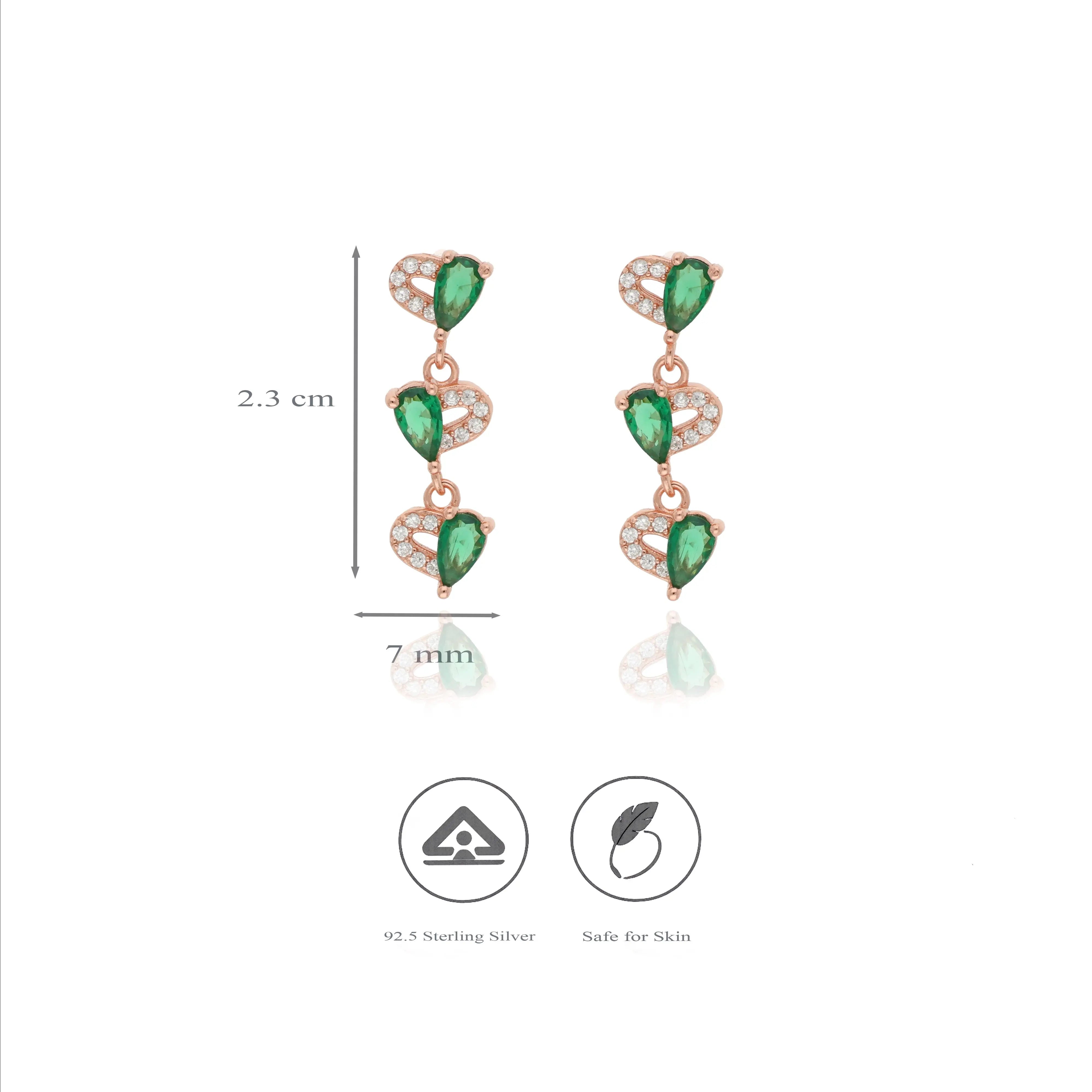 Emerald Love 925 Silver Drop Earrings