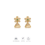 Green with White Stone 925 Gold Polish Silver Kid Drop Earring(6+ Yrs)