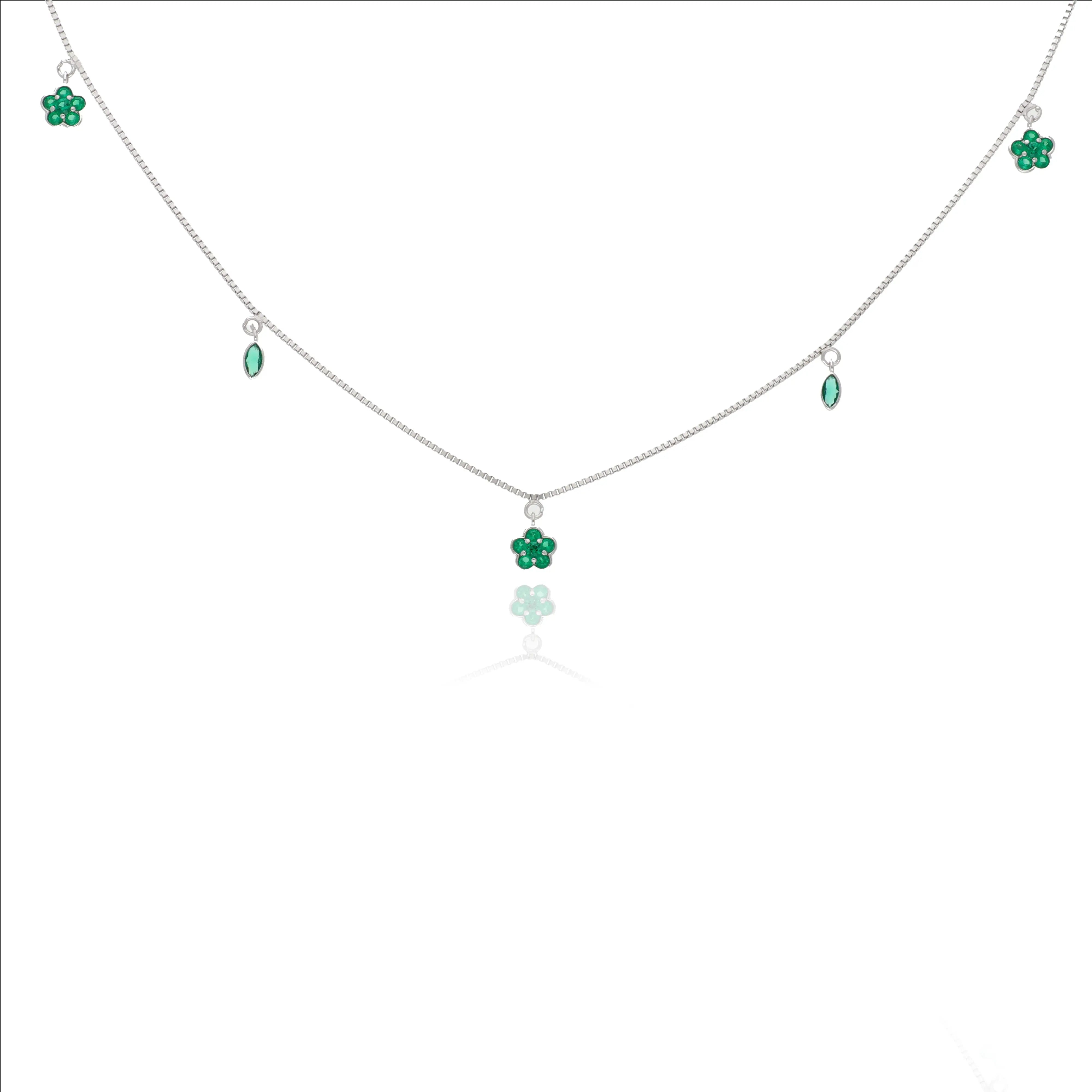 Lucky Clover Charm 925 Silver Chain Necklace