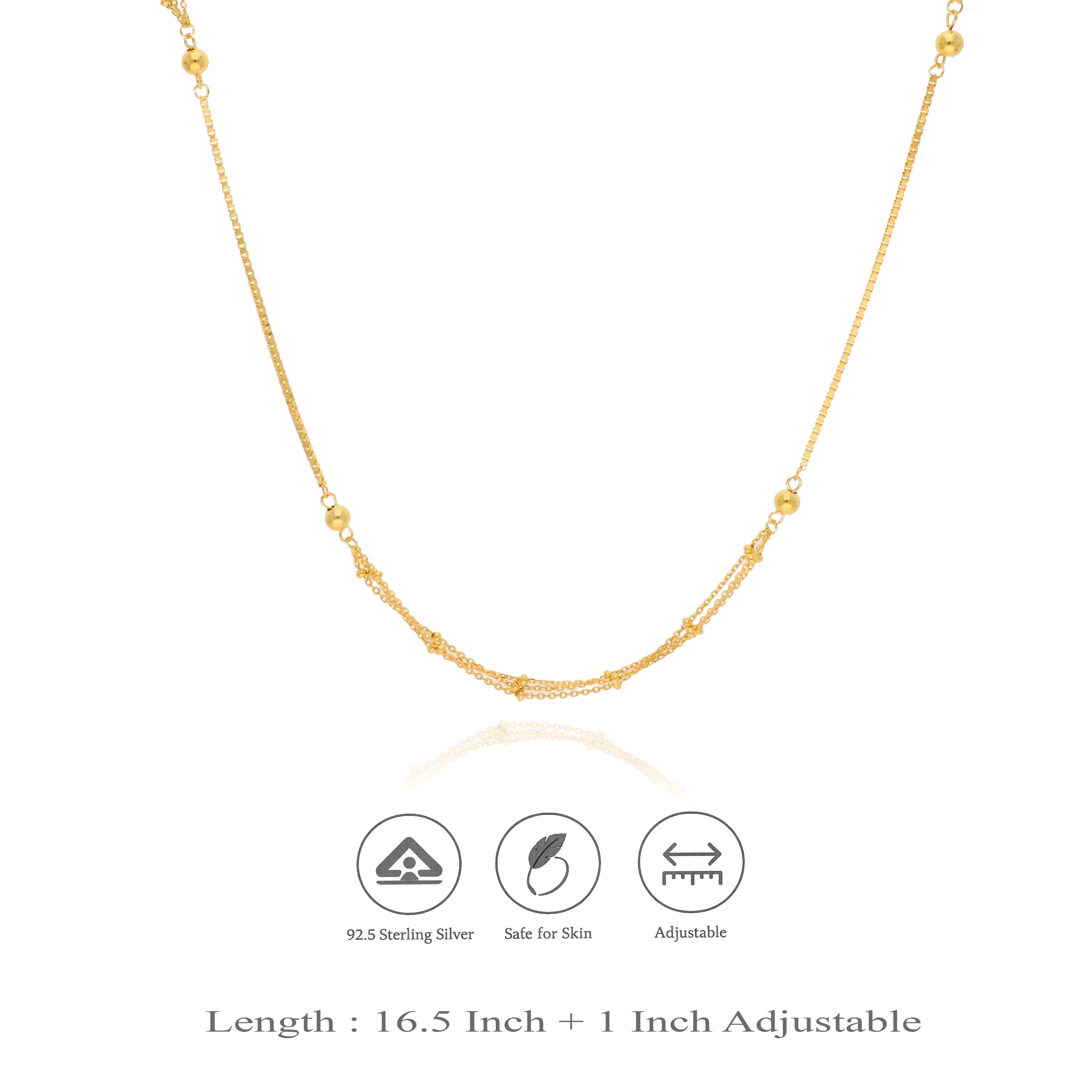 Golden Bead Grace 925 Silver Layered Necklace
