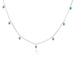 Green Heart 925 Silver Charm Chain Necklace