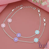 Cute Flower Silver Anklet for Kids(3 - 5Years)