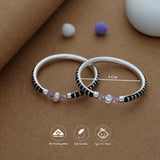 Dual Bead 925 Silver Kid Bangles(0-1 Yrs)