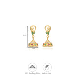 Saanvi Multi Stone Floral Gold Polish 925 Silver Traditional Jhumka for Kids and Women