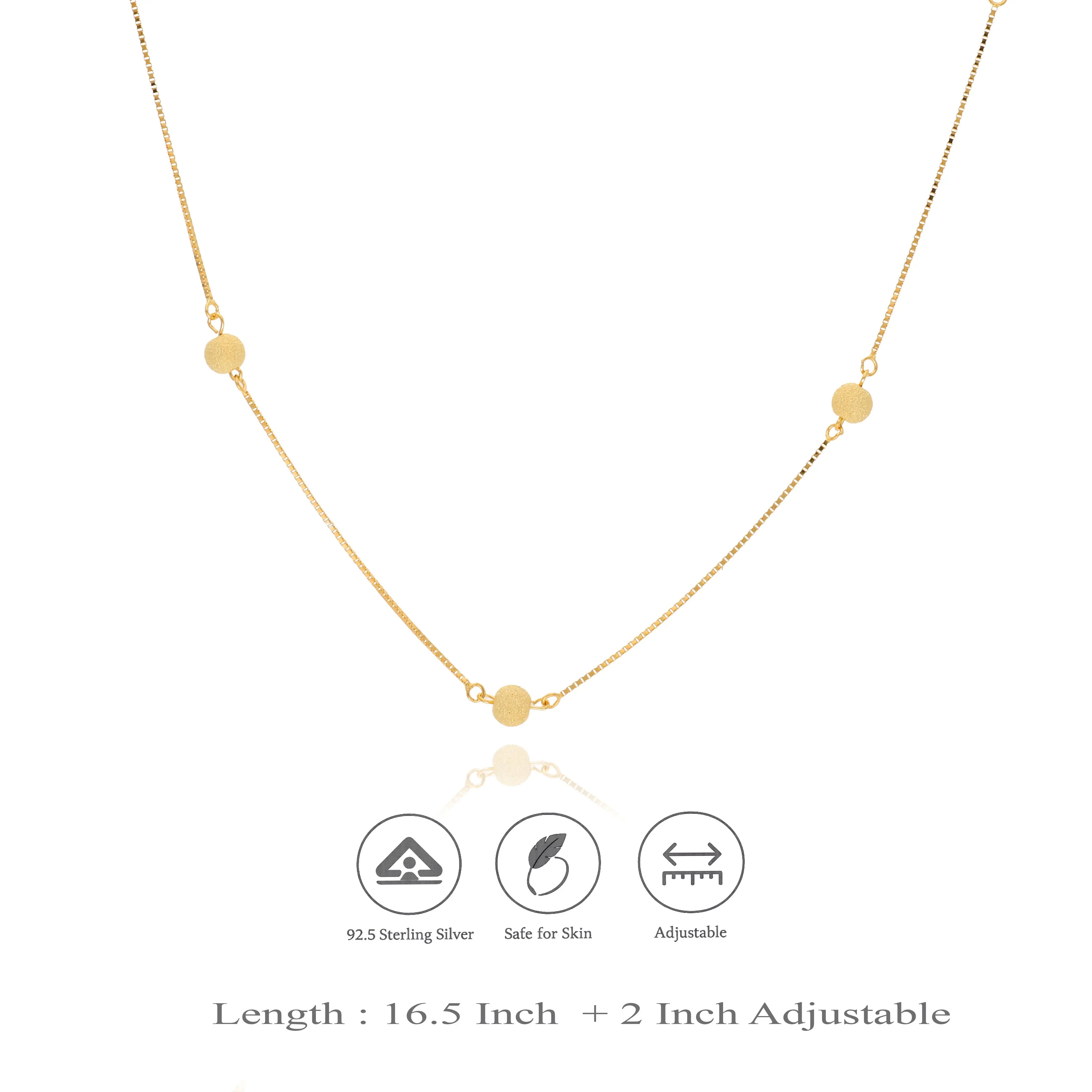 Elegant Bead 925 Sterling Silver Chain Necklace