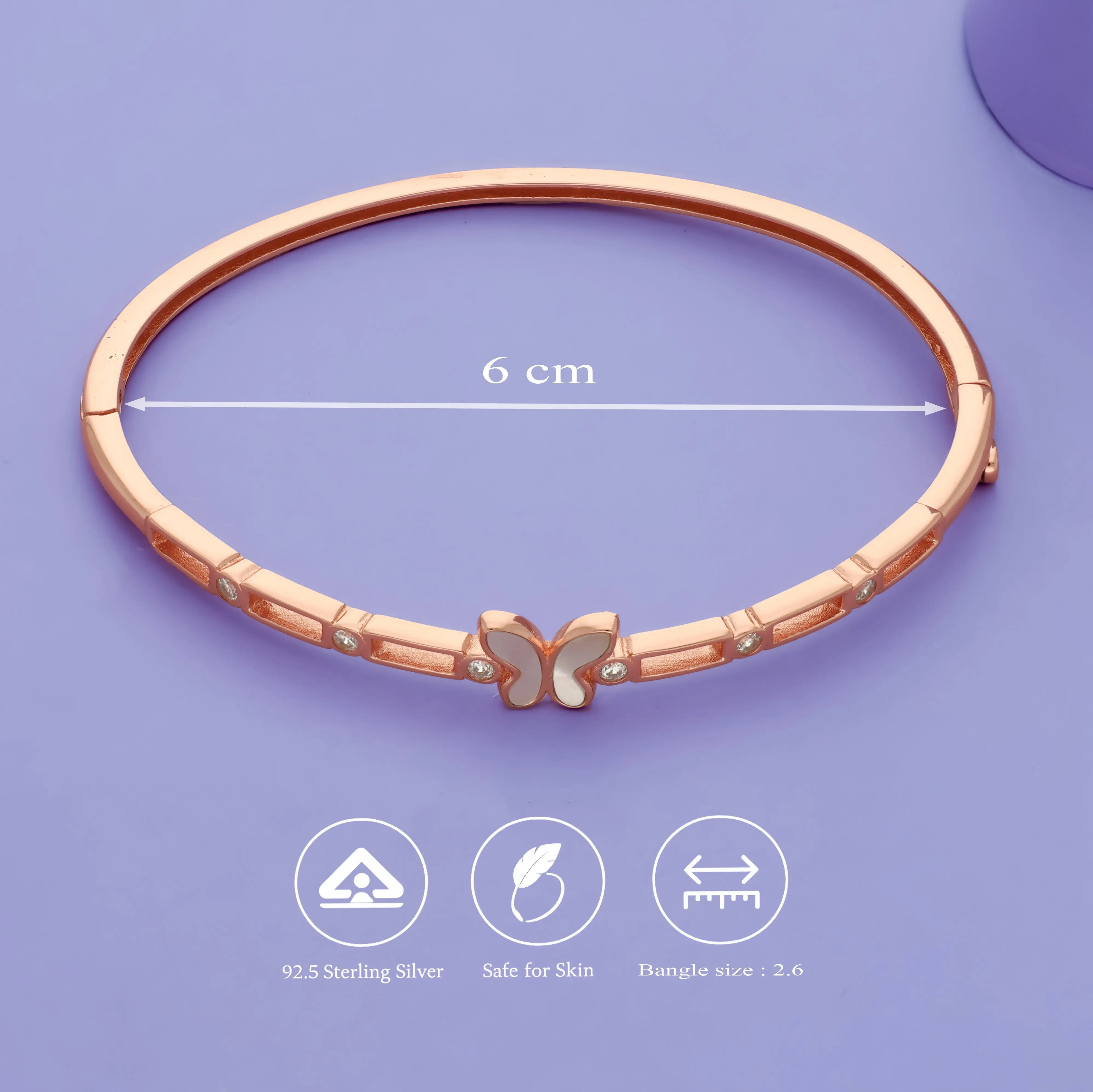 Butterfly Glow Rose Gold Polish 925 Silver Kid Bangle