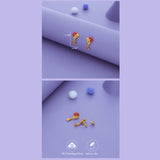 Red Flora Glow Gold Polish 925 Silver Drop Earring