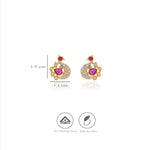 Peacock Design Gold-Plated 925 Silver Stud Earrings