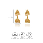 925 Silver Gold Polish Leaf Design Jhumka Earrings