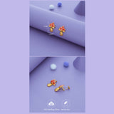 Tropical Bloom Gold Polish 925 Silver Drop Earring