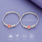 Happy Flower Charm 999 Silver Kid Bangle