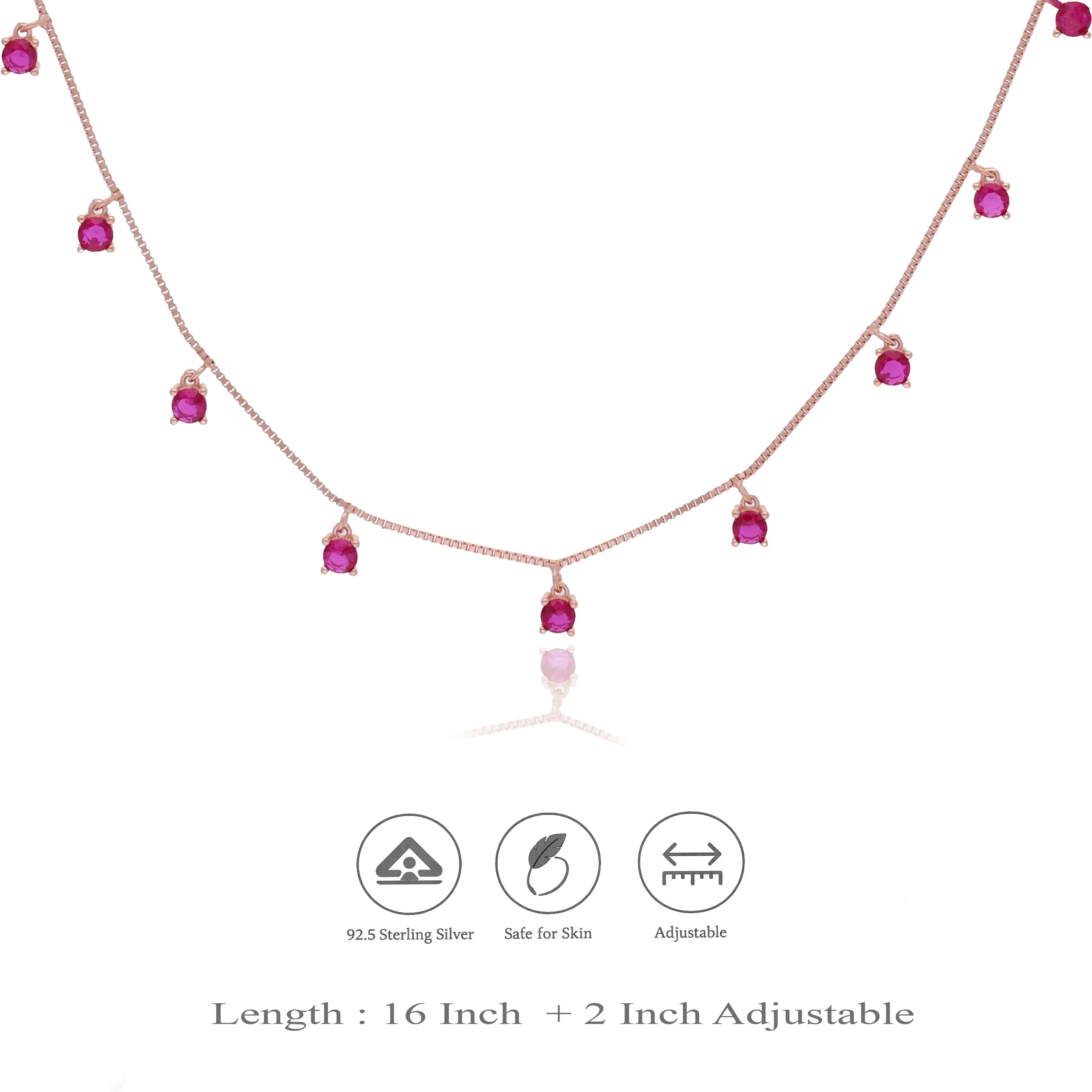 Red Stone 925 Silver Party Wear Charm Necklace
