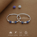 Nazar Blue Pearl 925 Silver Kids Bangles (0-3 Yrs)