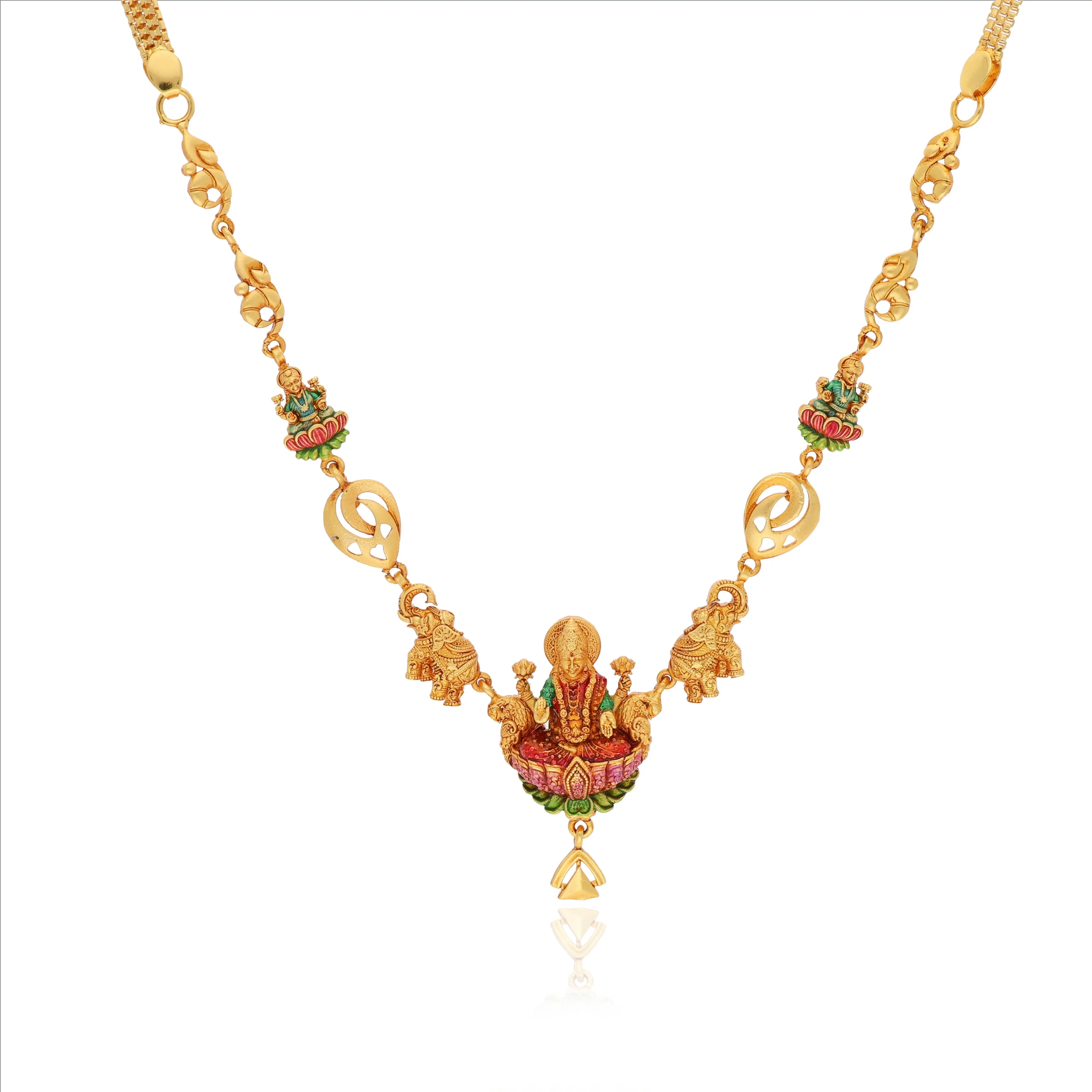 Sri Gaja Lakshmi 925 Silver Temple Necklace