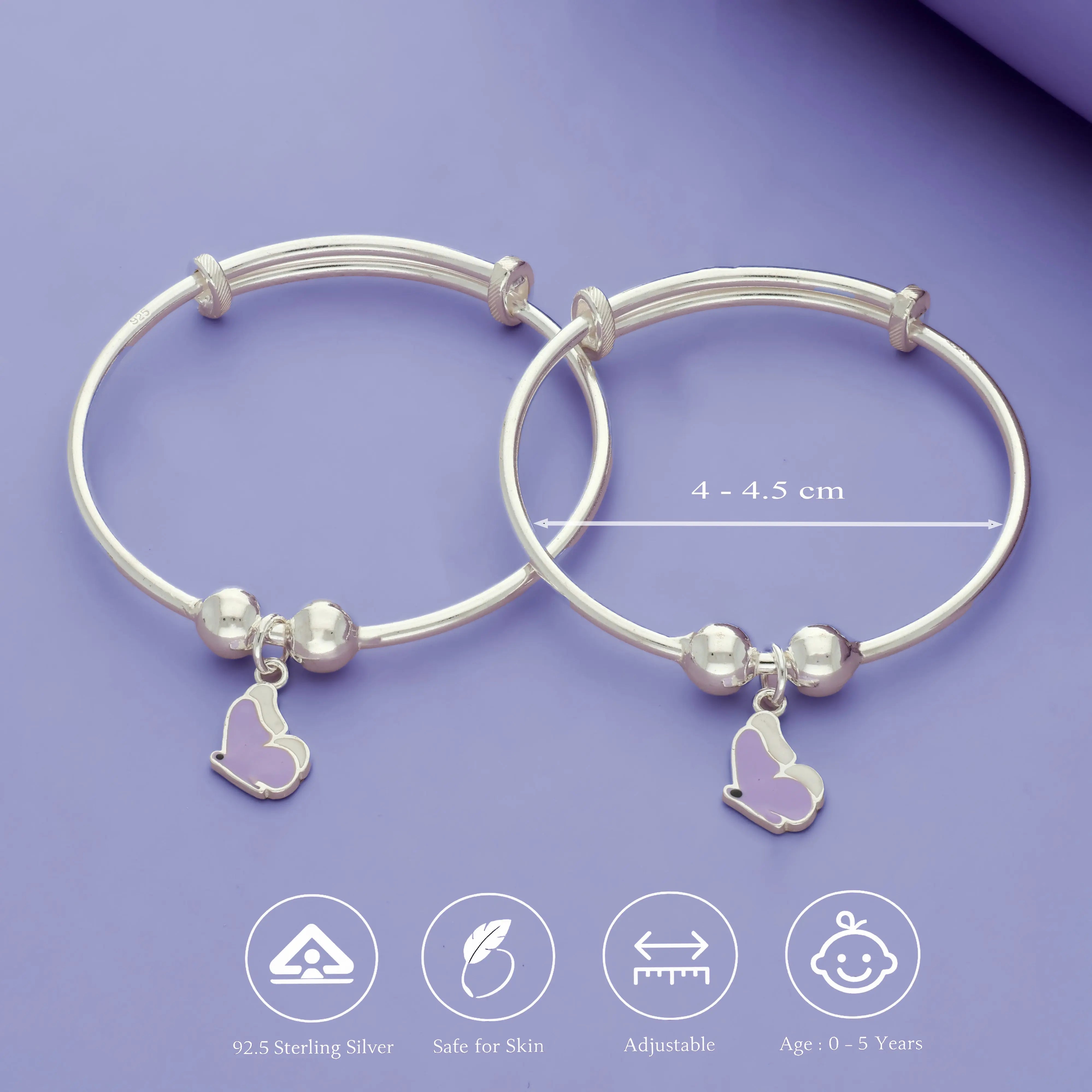 Fairy Wing Adjustable Silver Baby Bangles