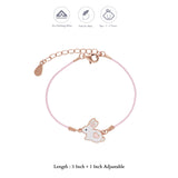 Tiny Bunny White Rabbit Rose Gold 925 Thread Silver Bracelet(1-5Yrs)