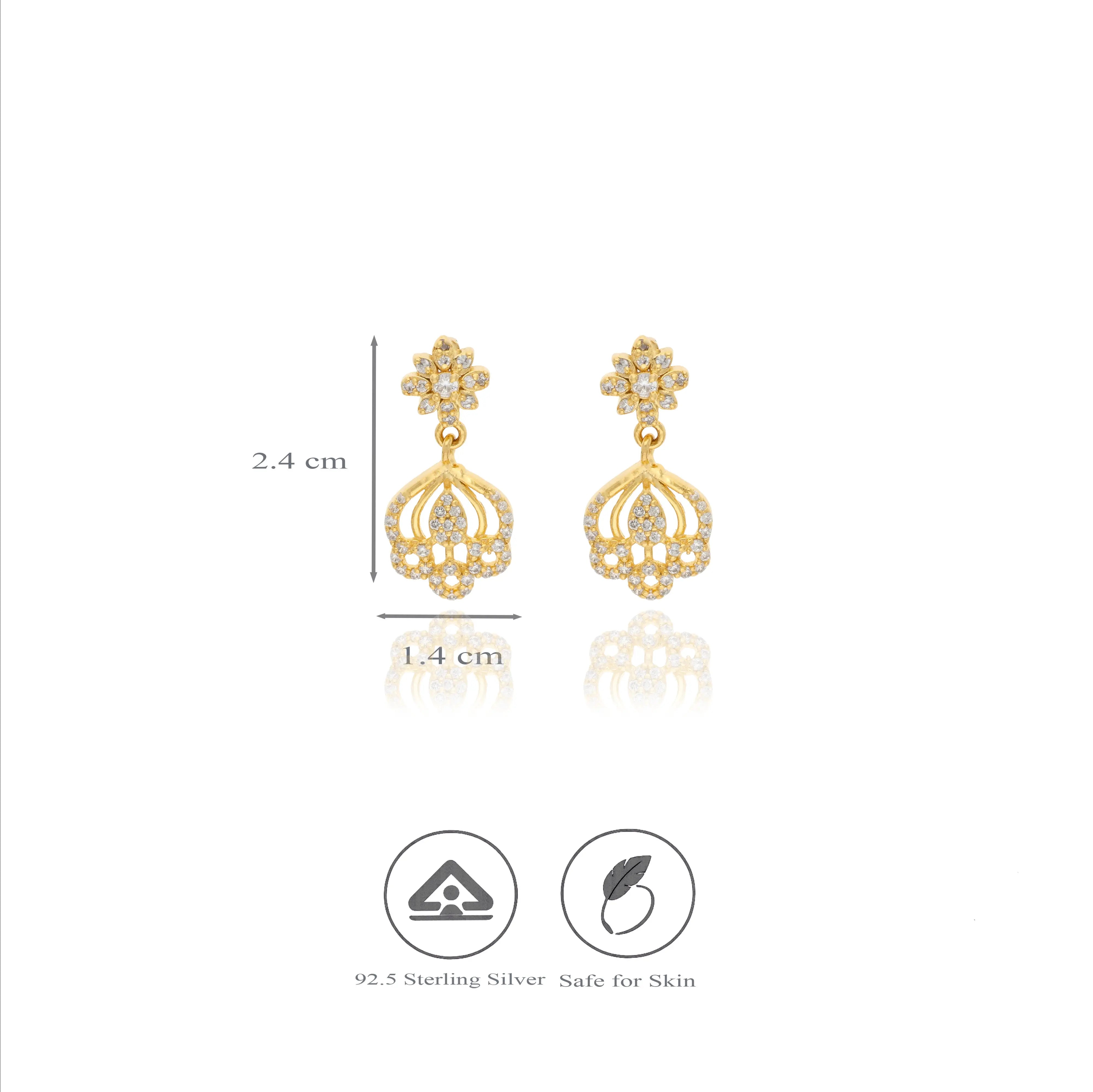 Flora Dangles 925 Silver Drop Earrings