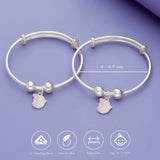 Pink Butterfly Charm Silver Baby Bangles (0-5 Yrs)