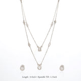 Shimmering Double Layer Silver Necklace Set