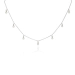 Pearl Drop 925 Silver Layered Chain Necklace