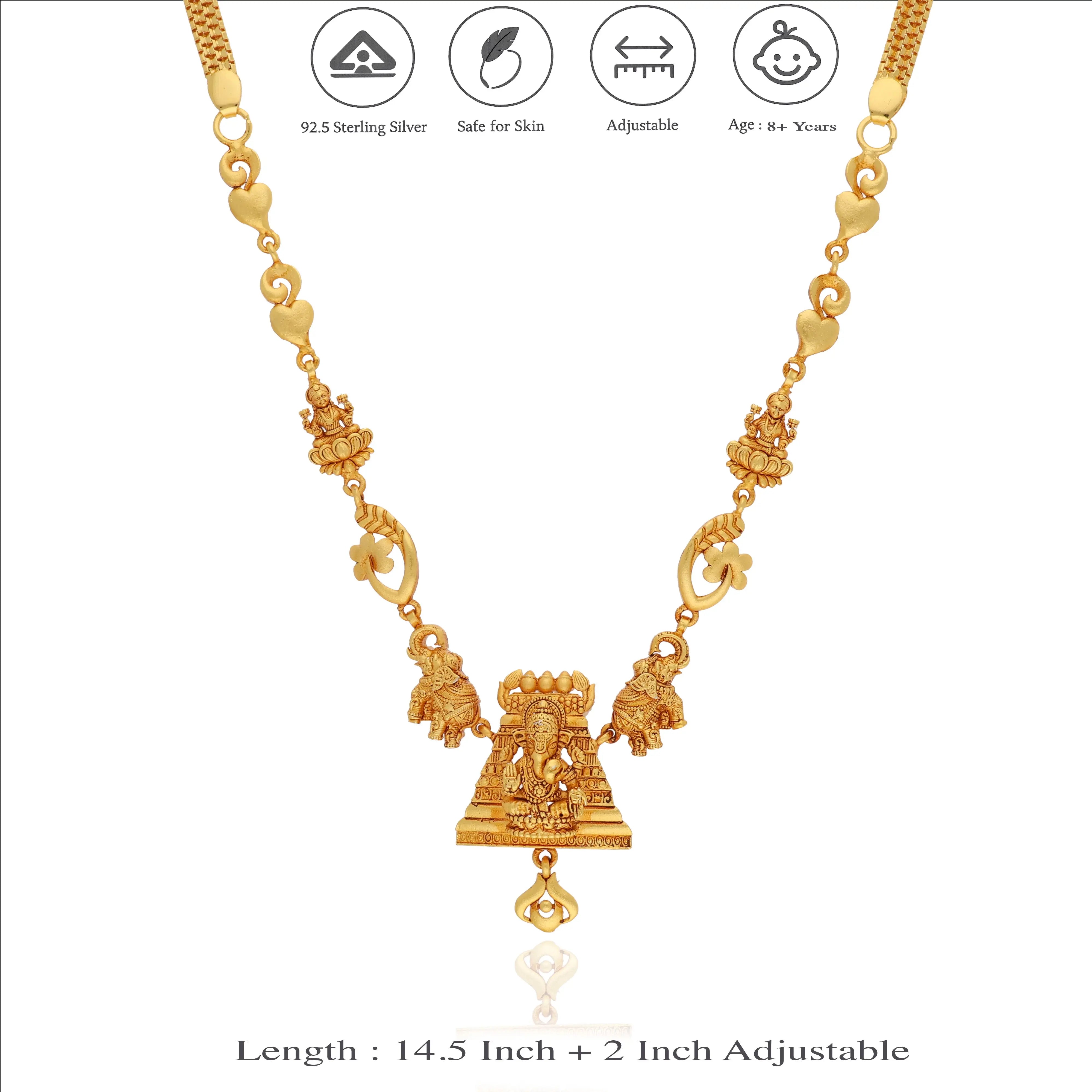Ganesha Temple 925 Sterling Silver Necklace.