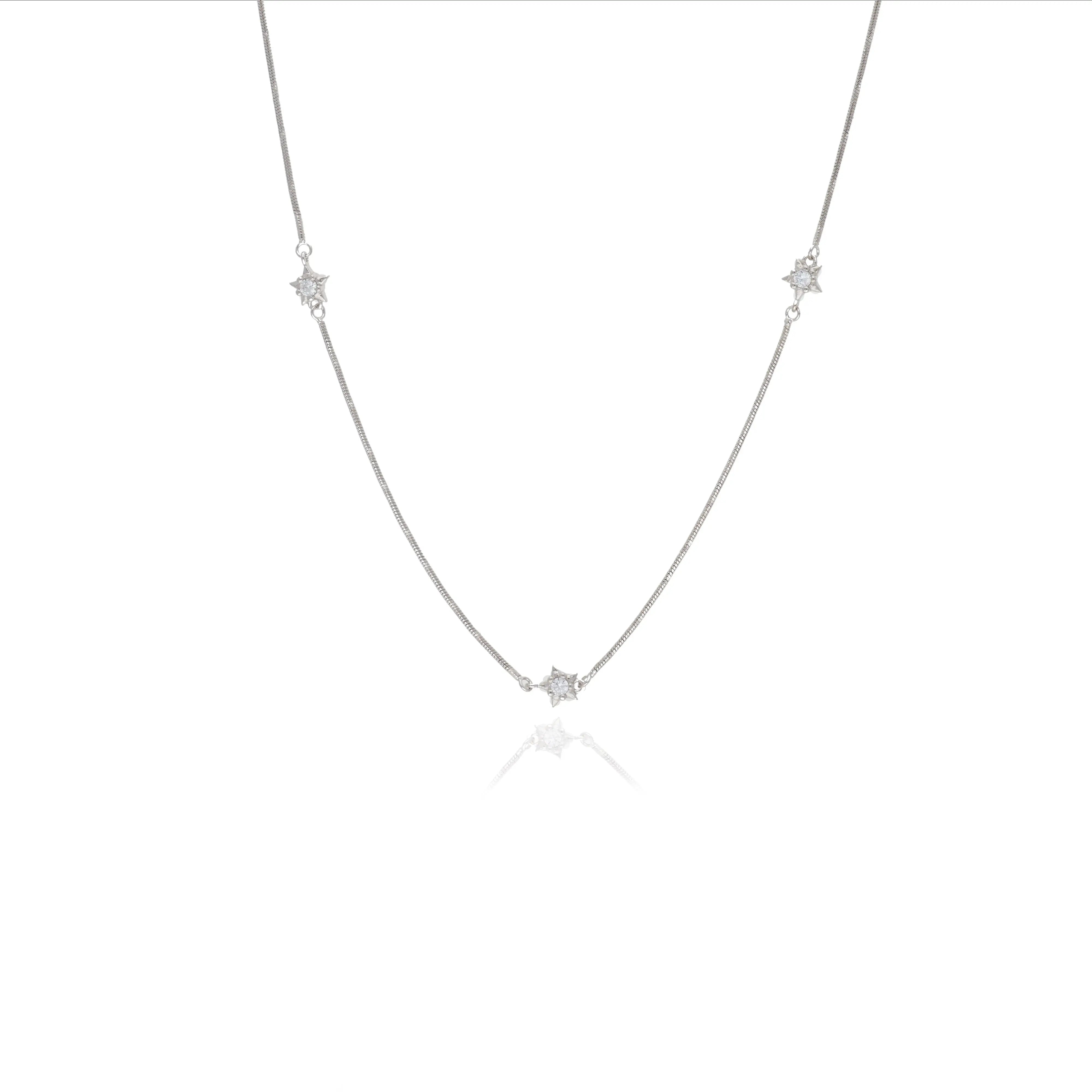 Star Stone Charm 925 Sterling Silver Chain Necklace