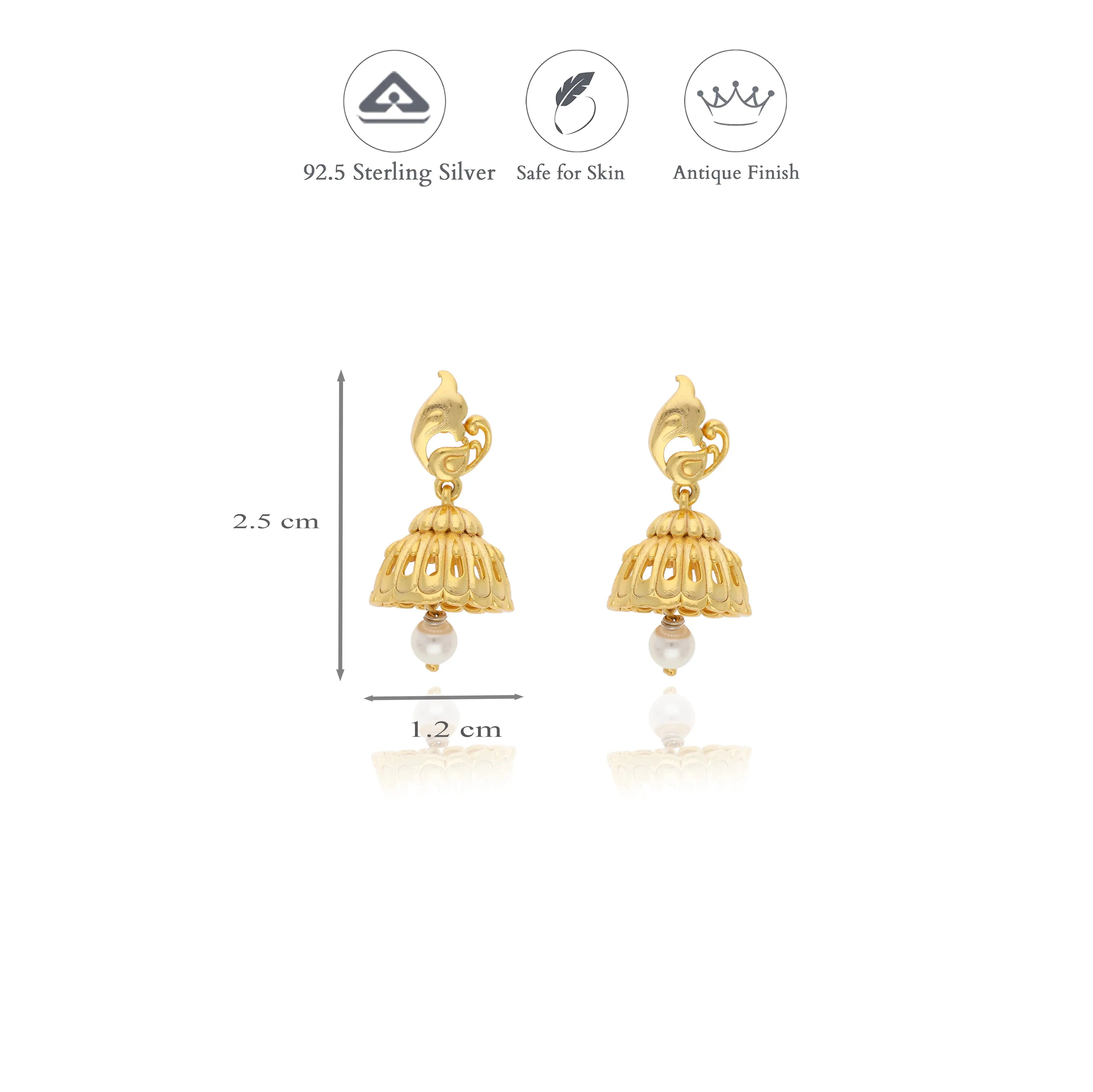 Swirl Peacock Pearl 925 Silver Jhumkas