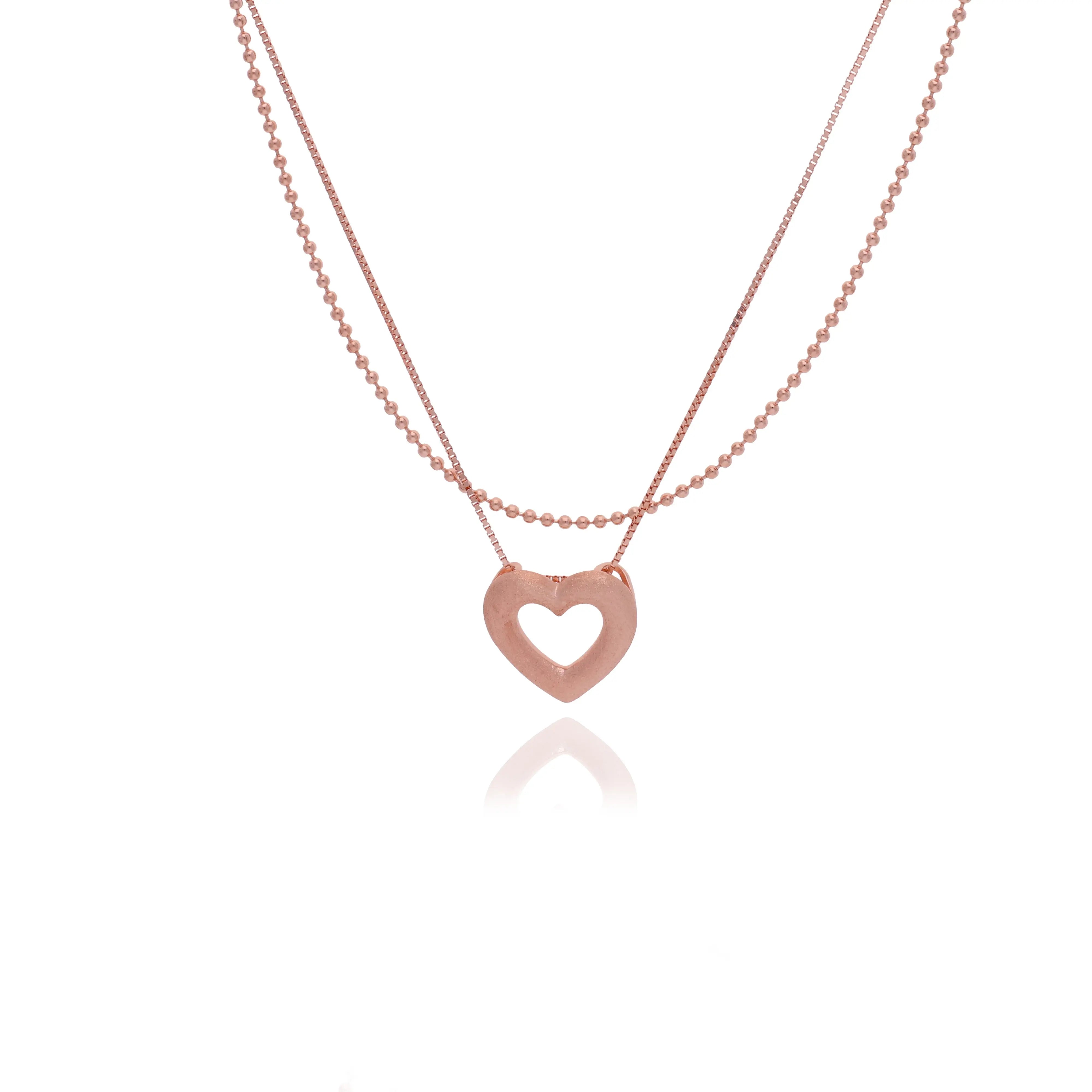 Heart Glow 925 Silver Layered Chain Necklace