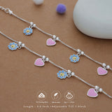Blossom Heart Silver Anklet(3-6 Yrs)