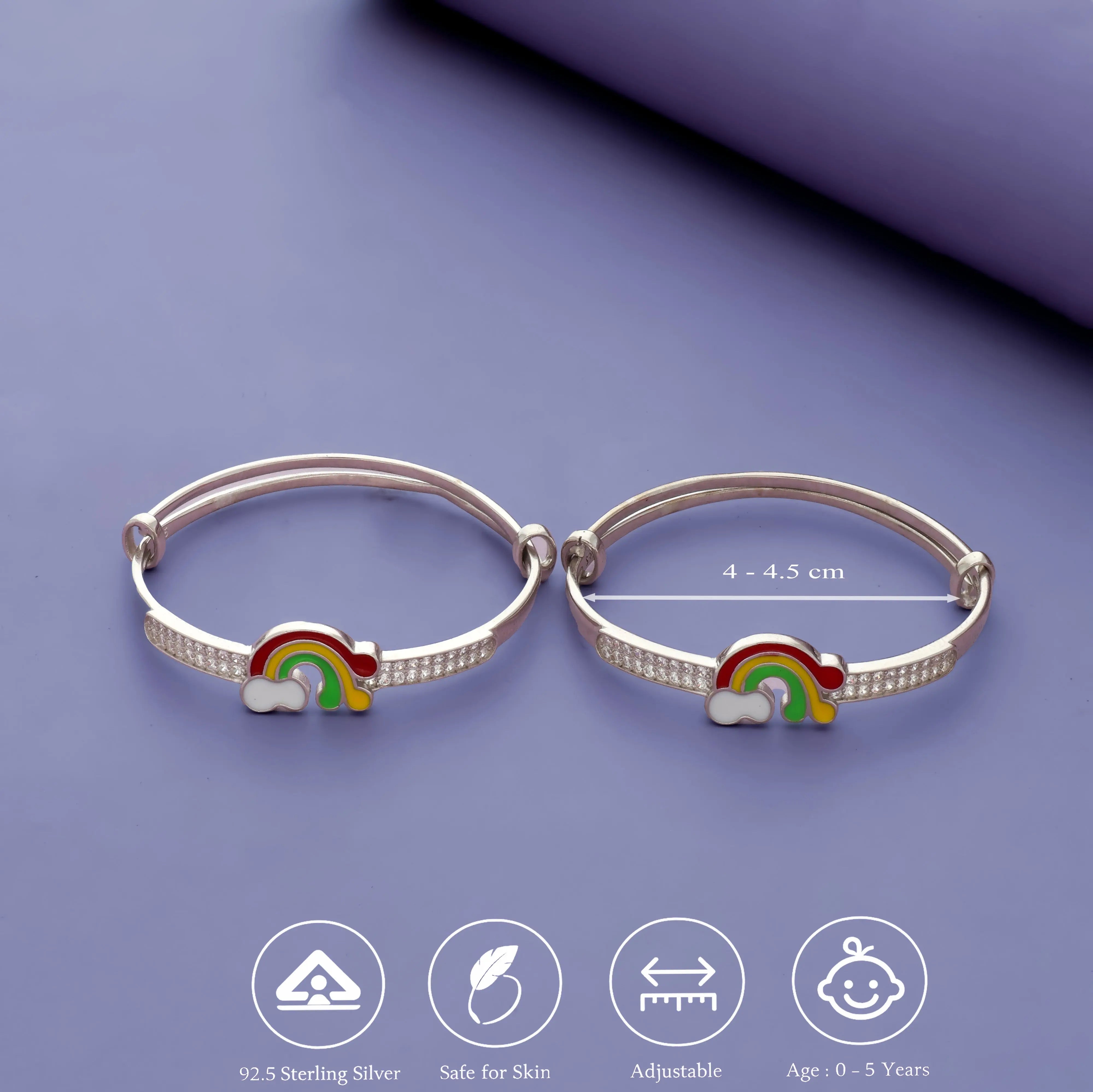 925 Silver Rainbow Skies CZ Kids Bangles (0-5 Yrs)