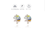 Moonlight Unicorn Cartoon 925 Silver Kid Earring (3+ Yrs)