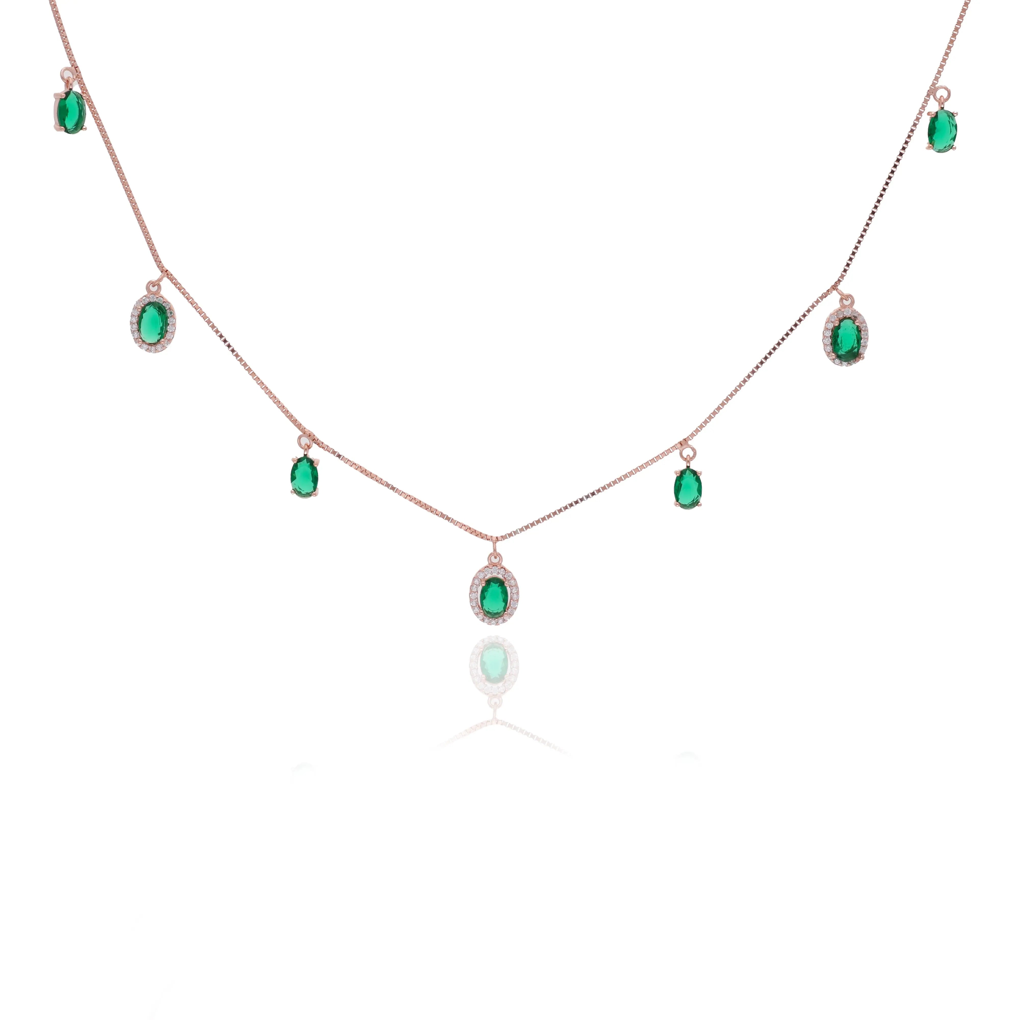 Green Emerald 925 Silver Charm Necklace