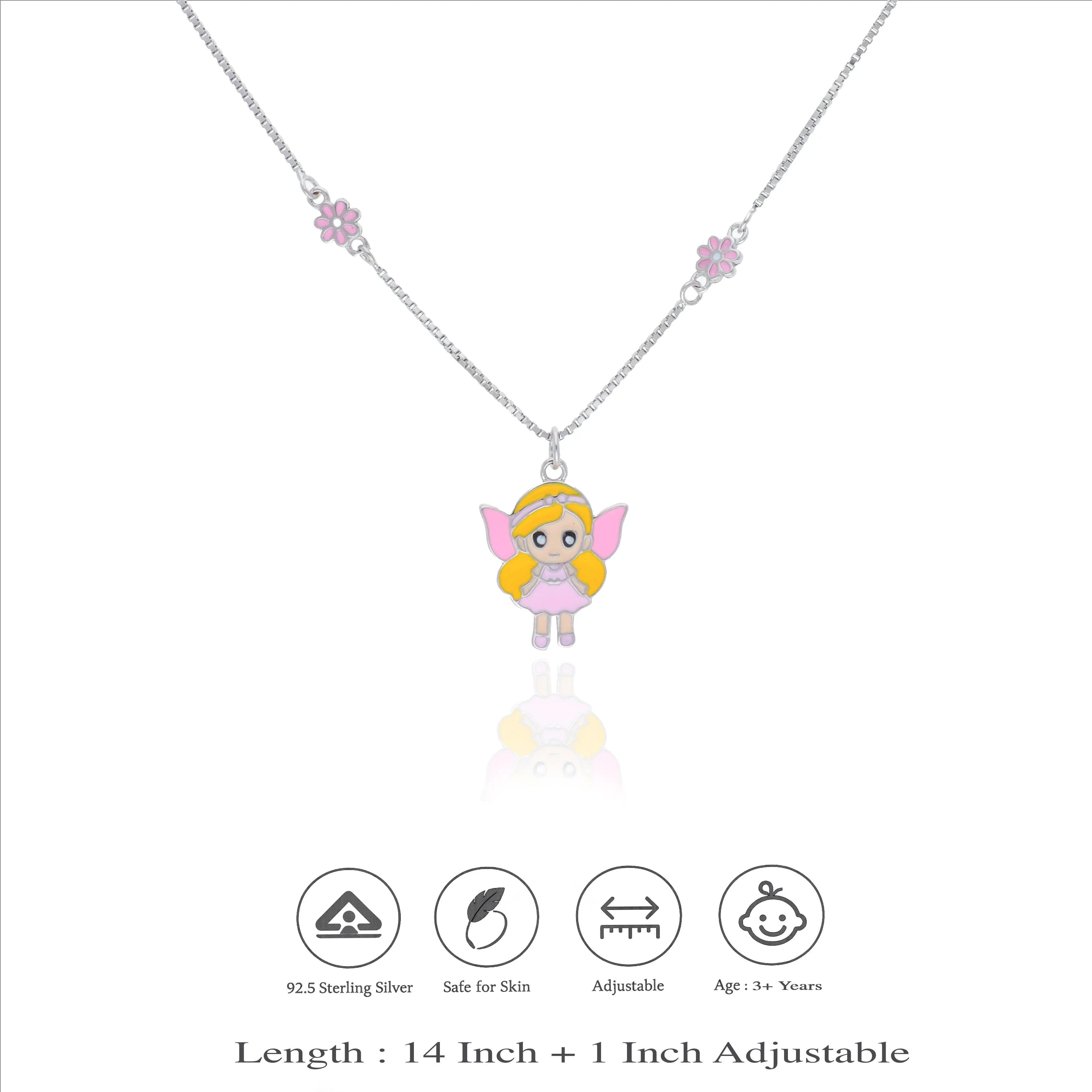 925 Sterling Silver Fairy Girl Charm Pendant for Kids
