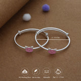 Pink Meow Silver Kids Bangles (0-5 Years) | 925 Hallmark | Daily Wear Gift for Kids