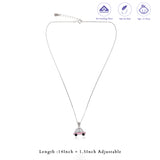 Peppy Pink Car 925 Silver Kids Chain Pendant (3+ Years)