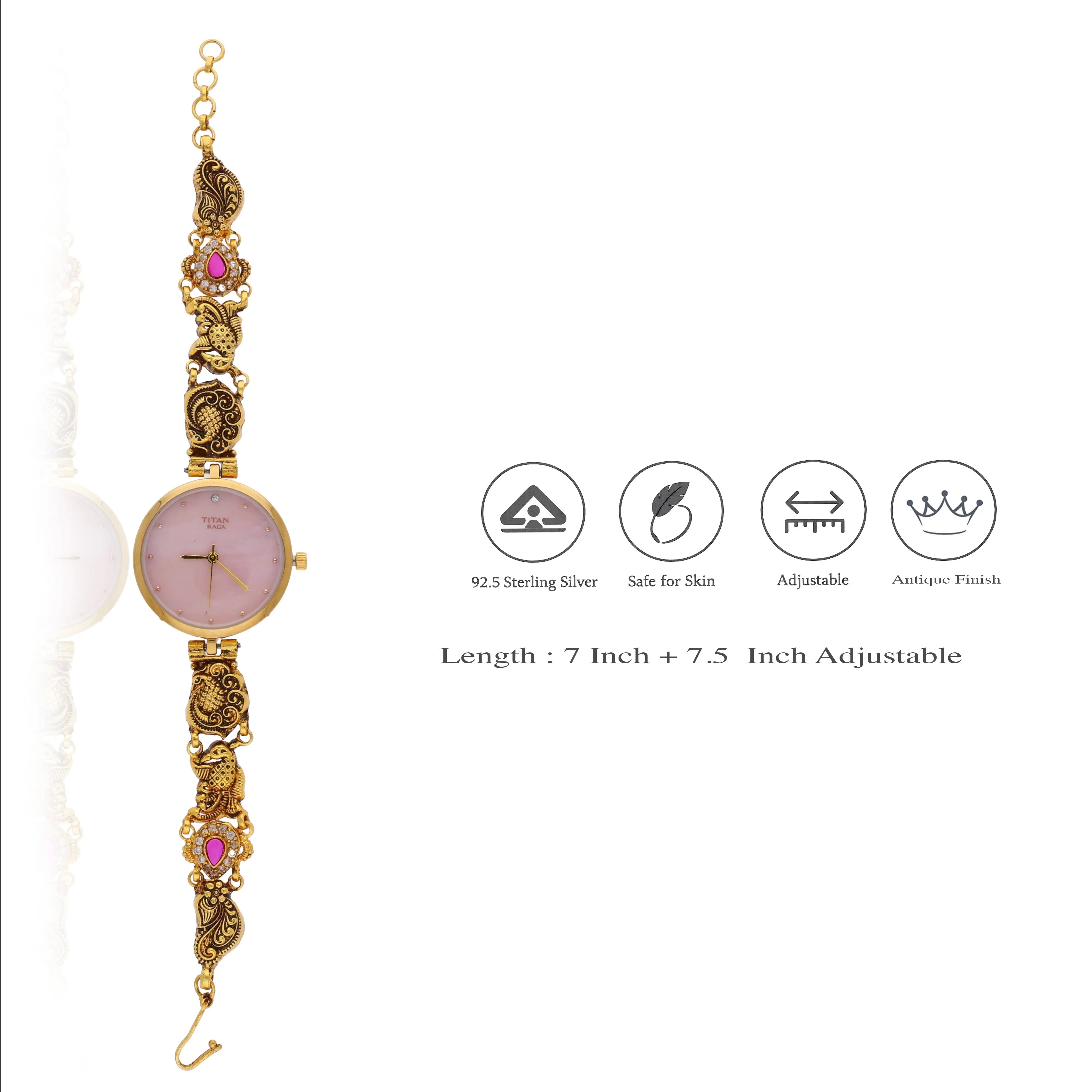 Blush Elegance 925 Silver Temple Watch